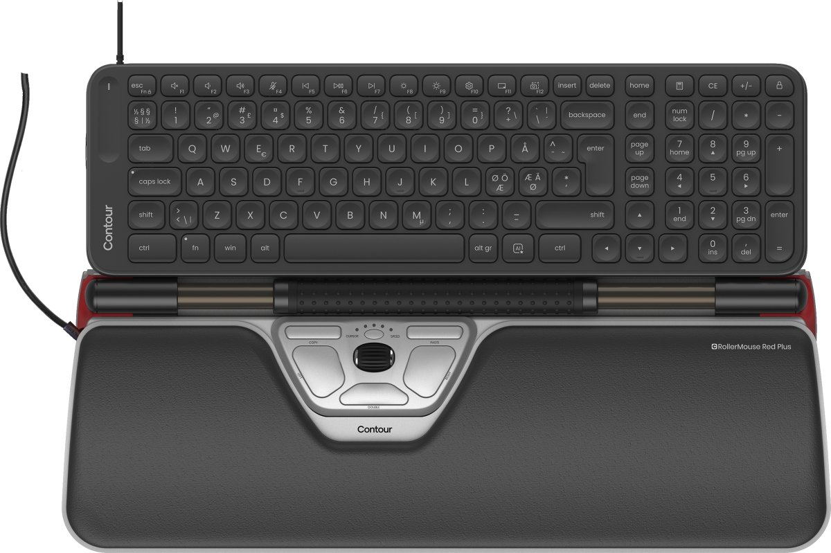 RollerMouse Red Plus + Balance Mid Keyboard, kabel