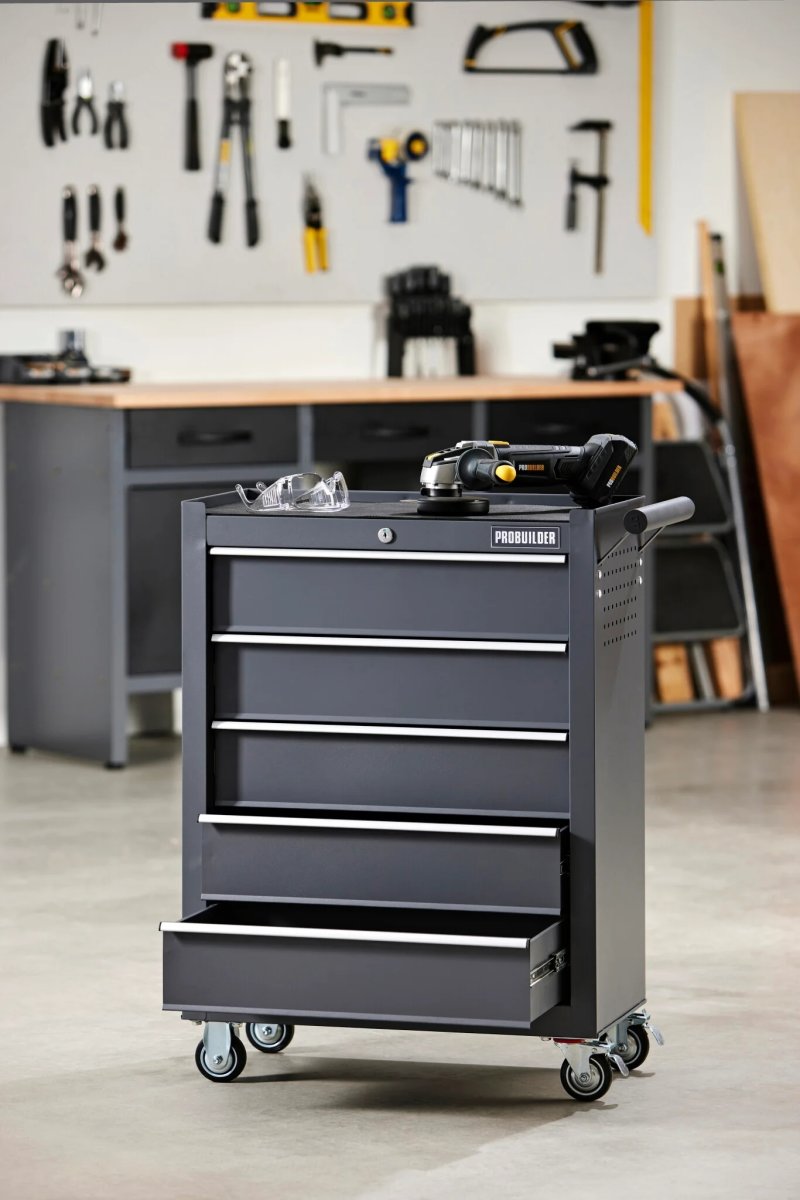 Probuilder Verkstadsvagn med 5 lådor, grå