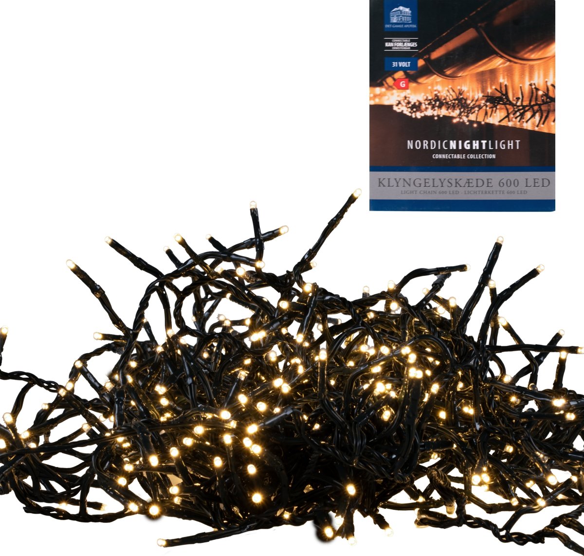 Klusterljusslinga m/600 LED, 12m, varm vit