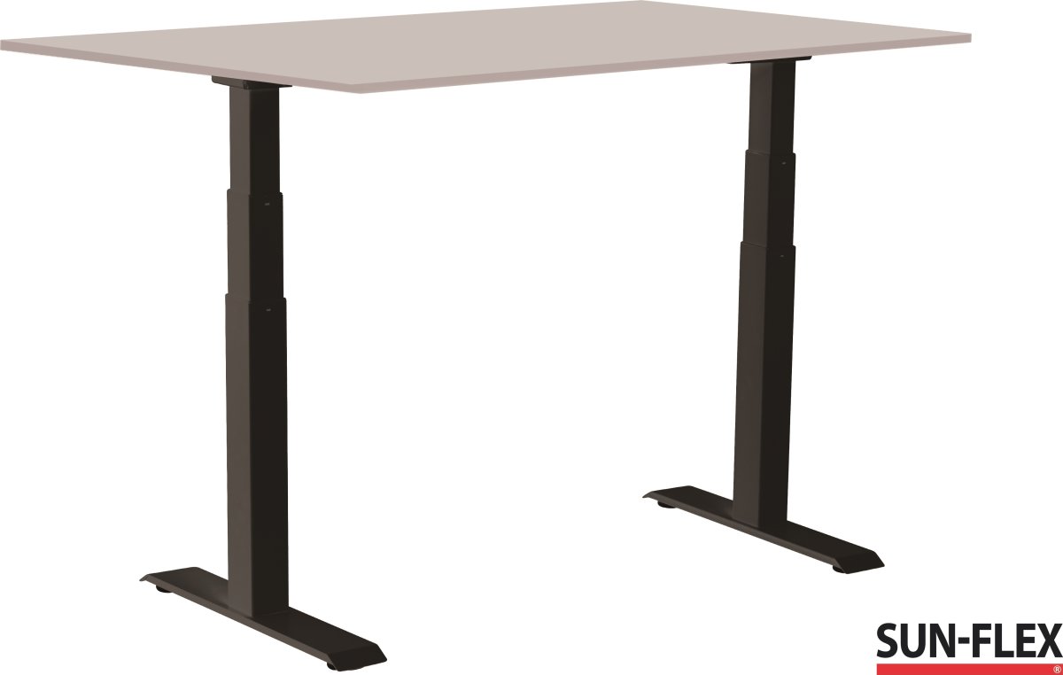 Sun-Flex III höj/sänkbart bord/140x80 Svart/ljusgr