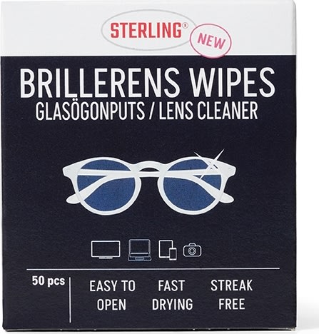 Rengöringsservetter för glasögon Sterling 50 st