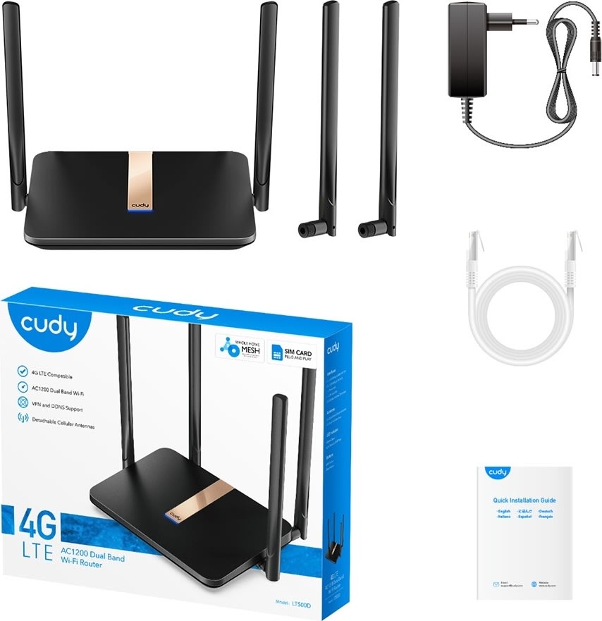 CUDY 4G Router LT500D, WF5, AC1200