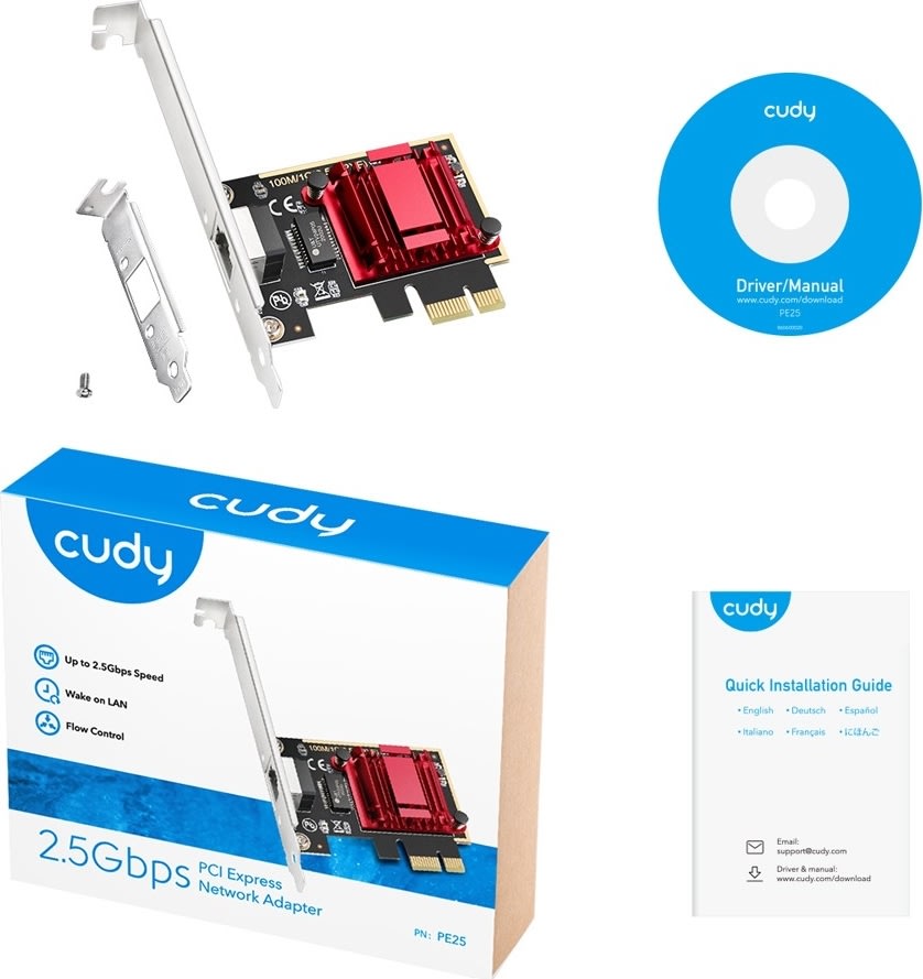 CUDY Adapter PCI-E PE25, 2.5G, 1P