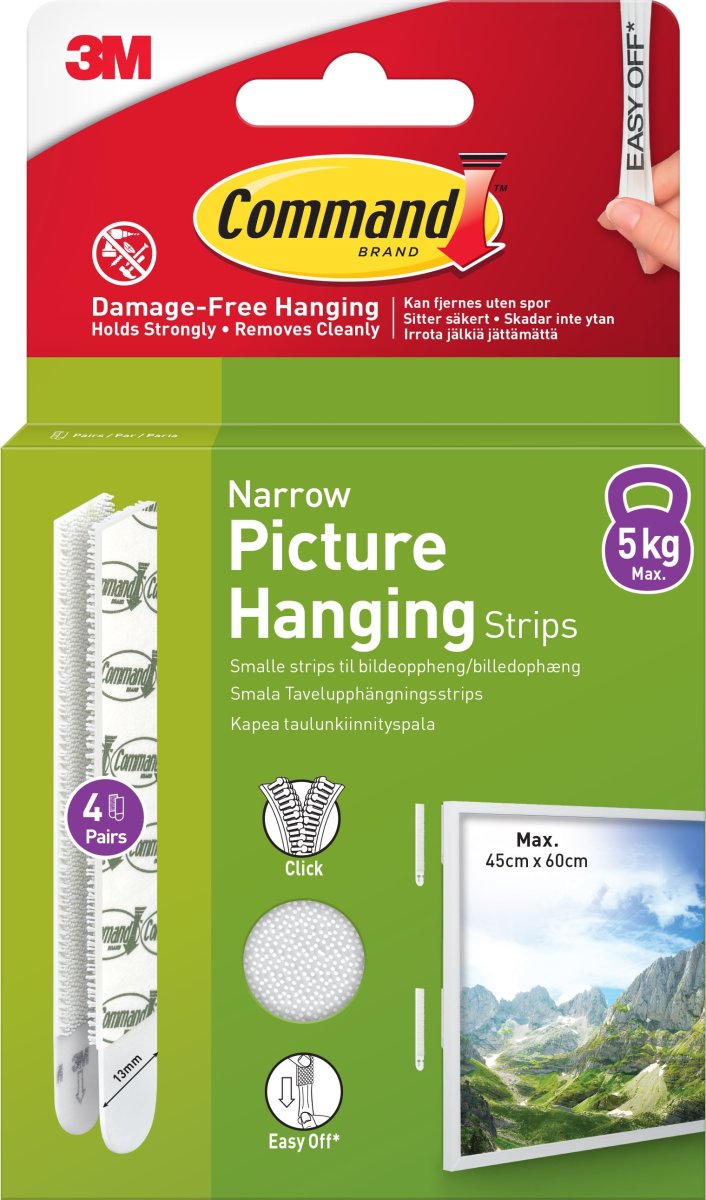 Häftremsor Command För tavelupphängning Smal Vit