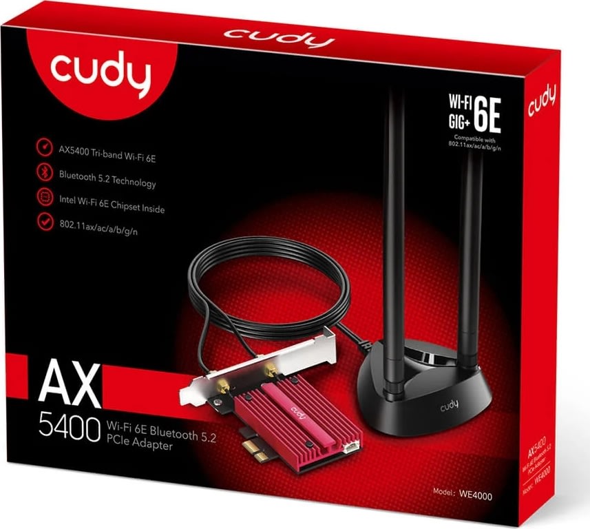 CUDY Adapter PCI-E WE4000 AX5400 WiFi 6E