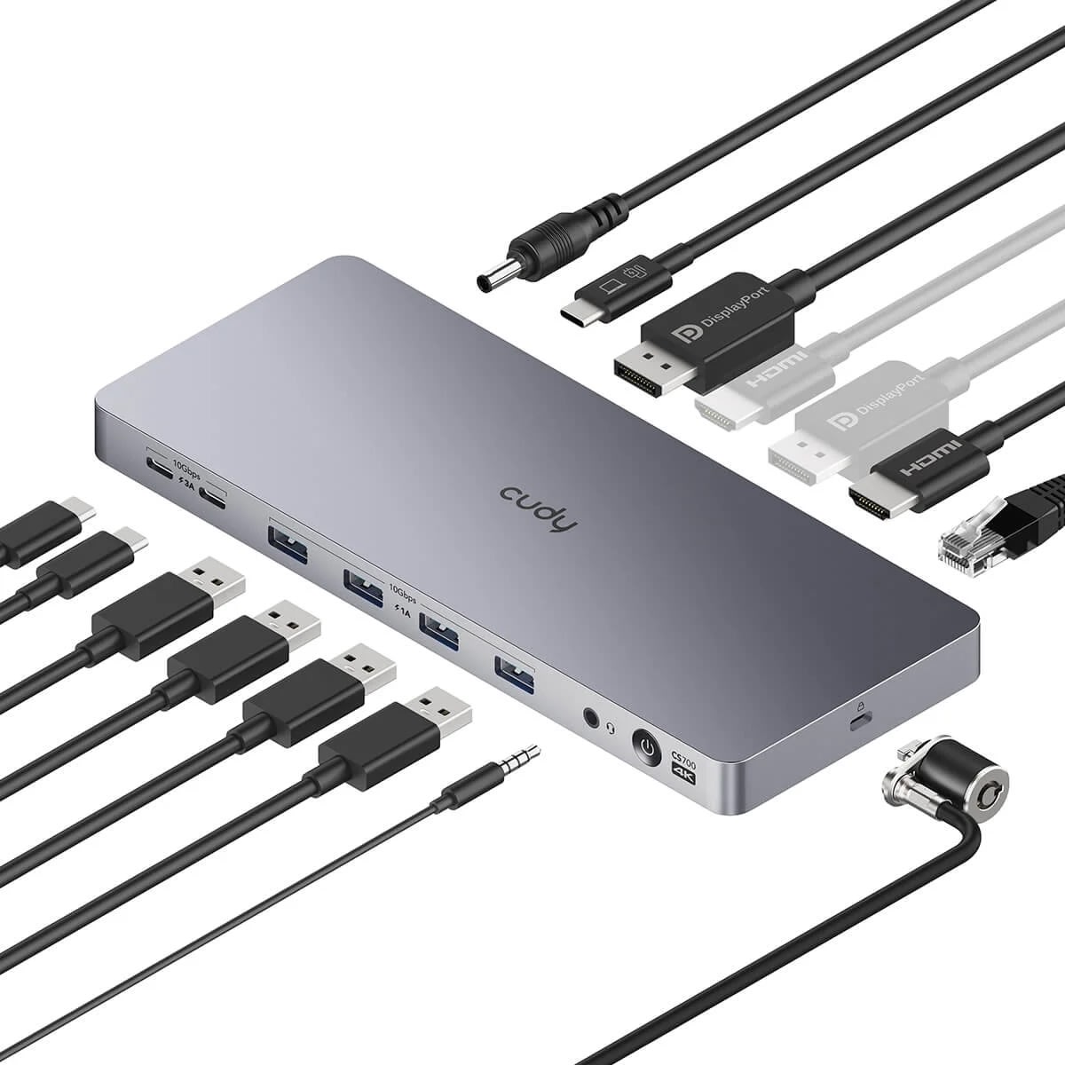 CUDY Dockningsstation CS700 10Gbps USB-C Dual 4K