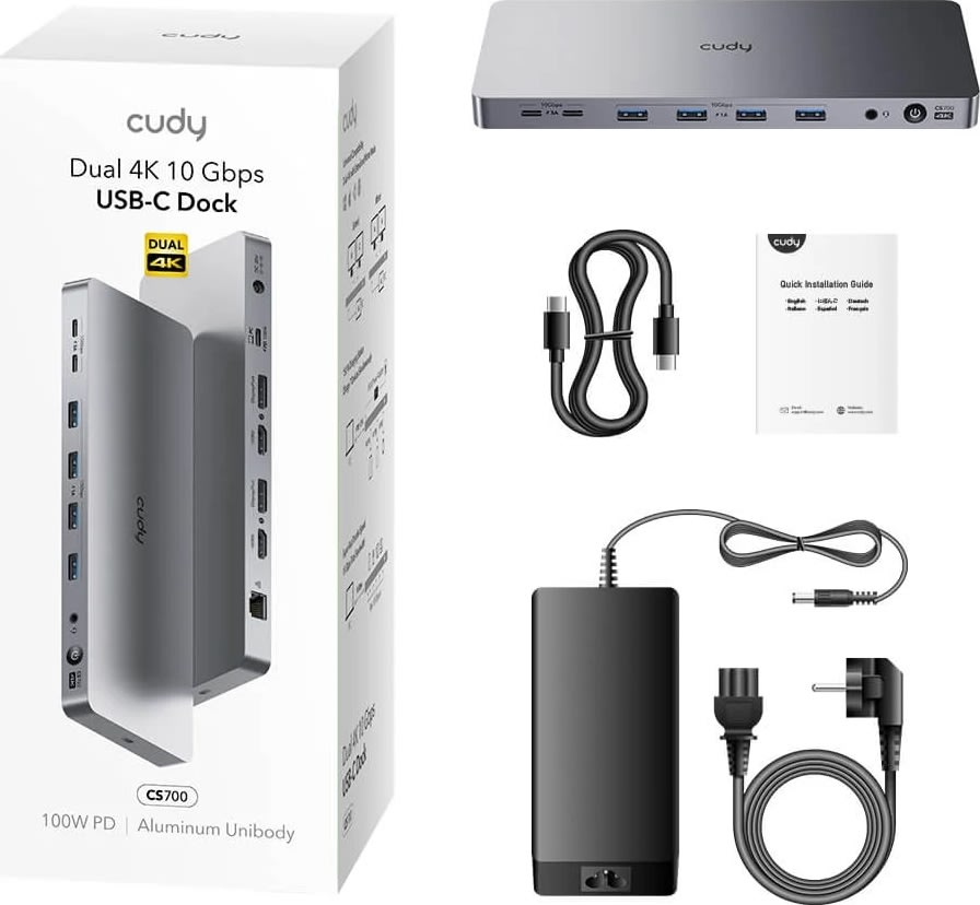 CUDY Dockningsstation CS700 10Gbps USB-C Dual 4K