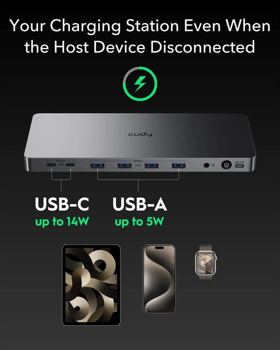 CUDY Dockningsstation CS700 10Gbps USB-C Dual 4K
