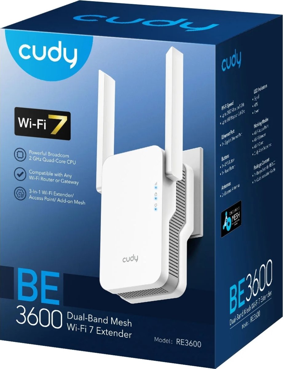 CUDY Wi-Fi Repeater RE3600, WF7, BE3600