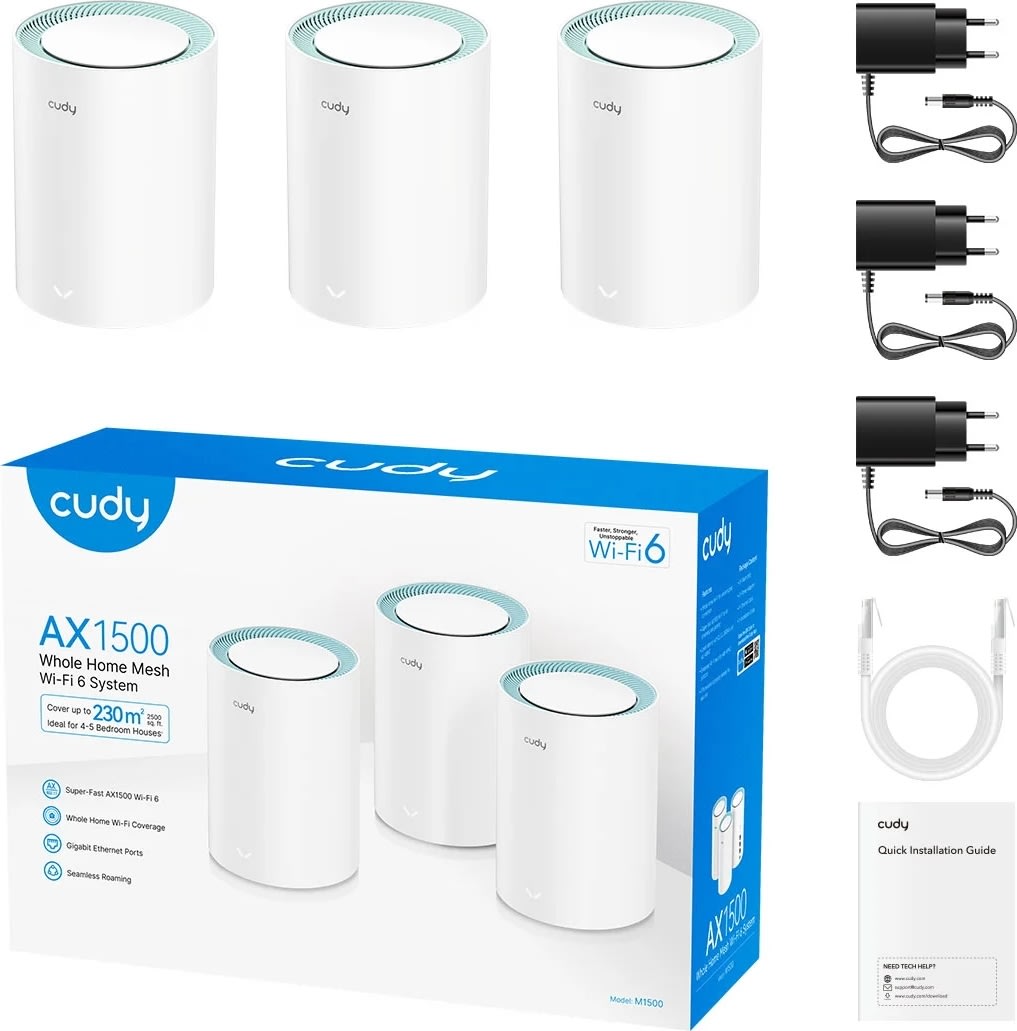 CUDY Mesh Solution M1500 WF6, AX1500 (3-pack)