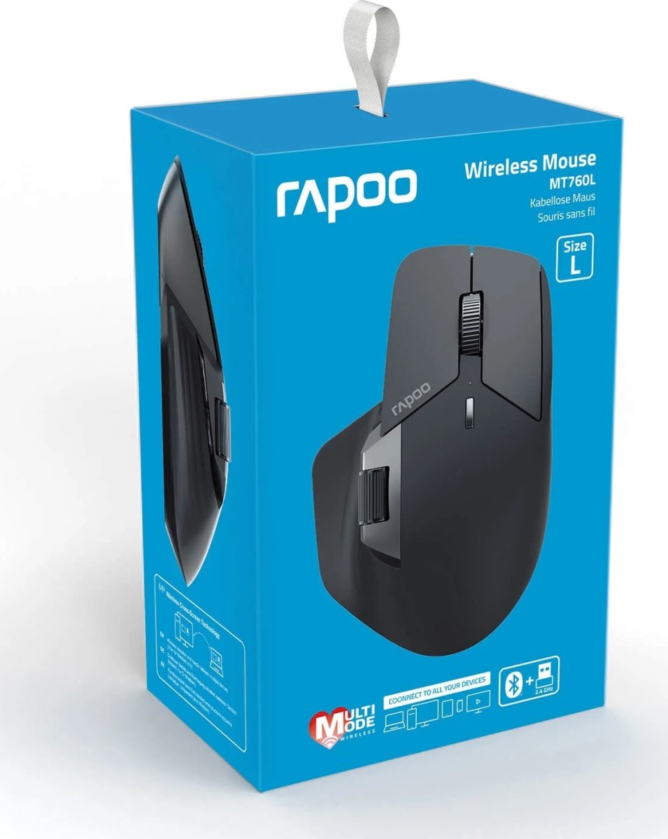 RAPOO Mus, MT760L, Trådlös, Multi-Mode, Mörkgrå