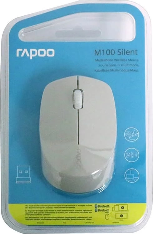RAPOO Mus M100 Tyst, trådlös, Multi-Mode, grå