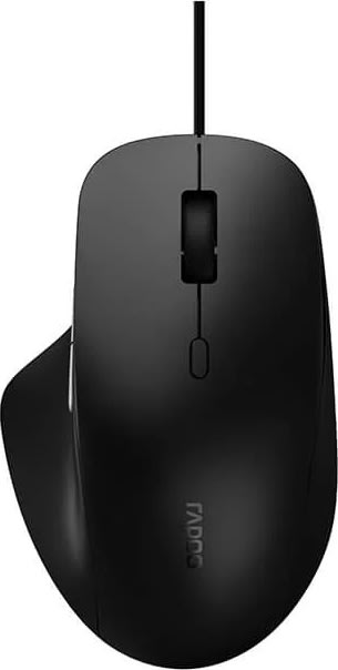 RAPOO Mus N500 Tyst, USB-kabelbunden, Optisk svart