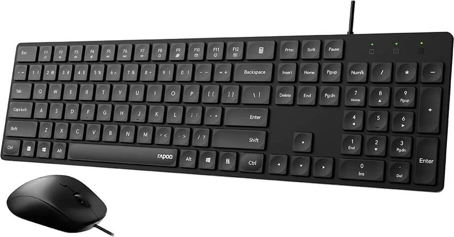 RAPOO Tangentbord/Mus-set NX8020, Kabelansl, Svart