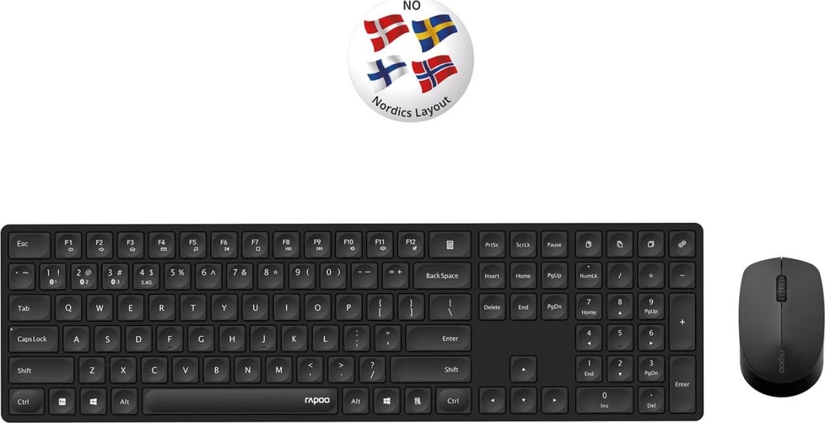 RAPOO Tangentbord/Mus 8020M, Multi-Mode, Trådlös