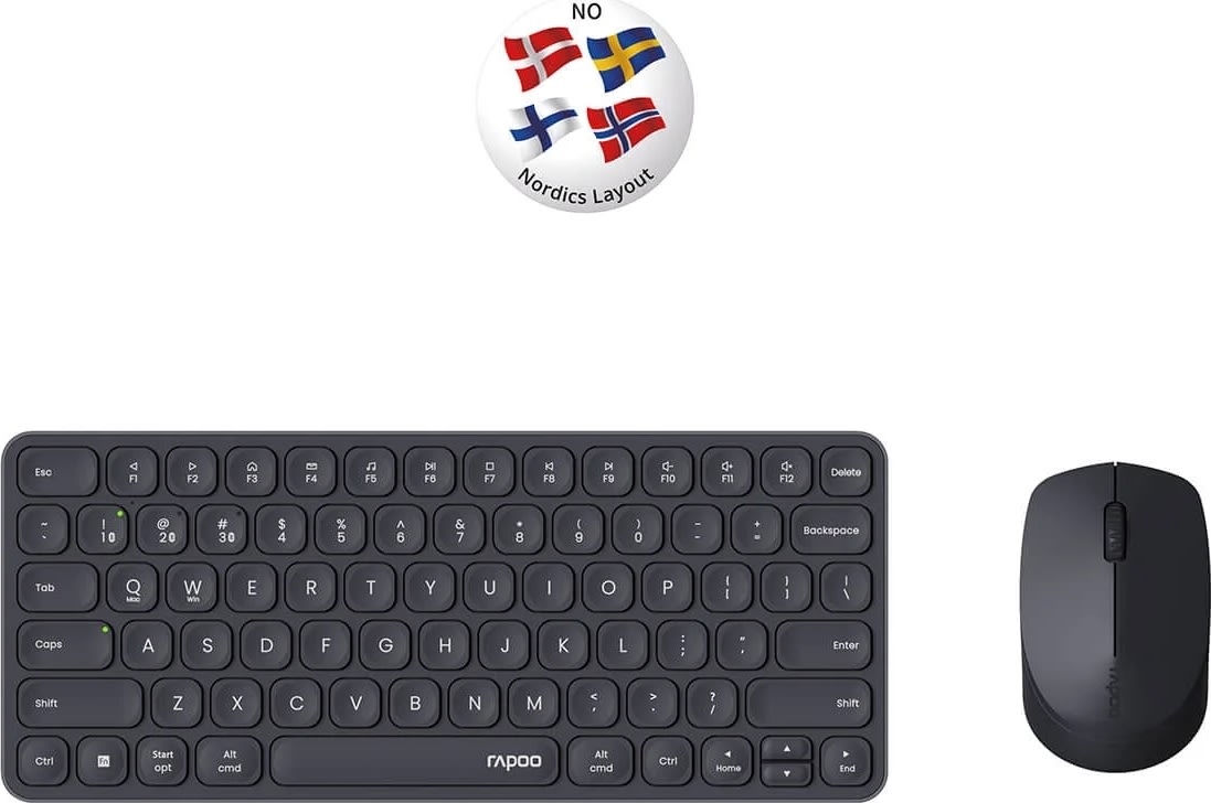 RAPOO Tangentbord/Mus 9010M, Trådlös, Multi-Mode
