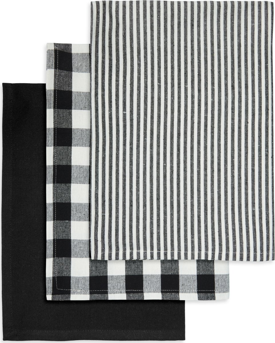 Engholm kökshanddukar, bomull, 50x70cm, svart, 3st