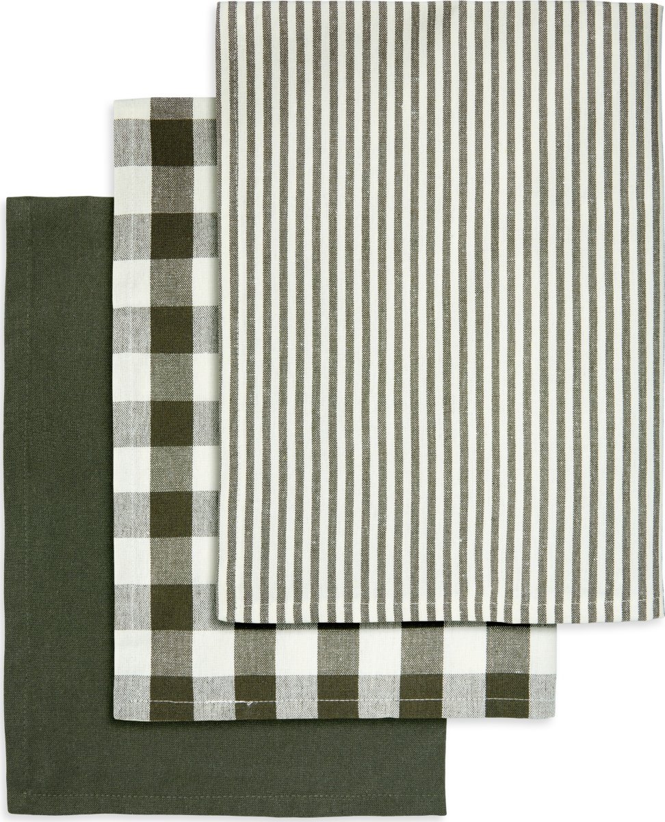 Engholm kökshanddukar, bomull, 50x70cm, grön, 3 st
