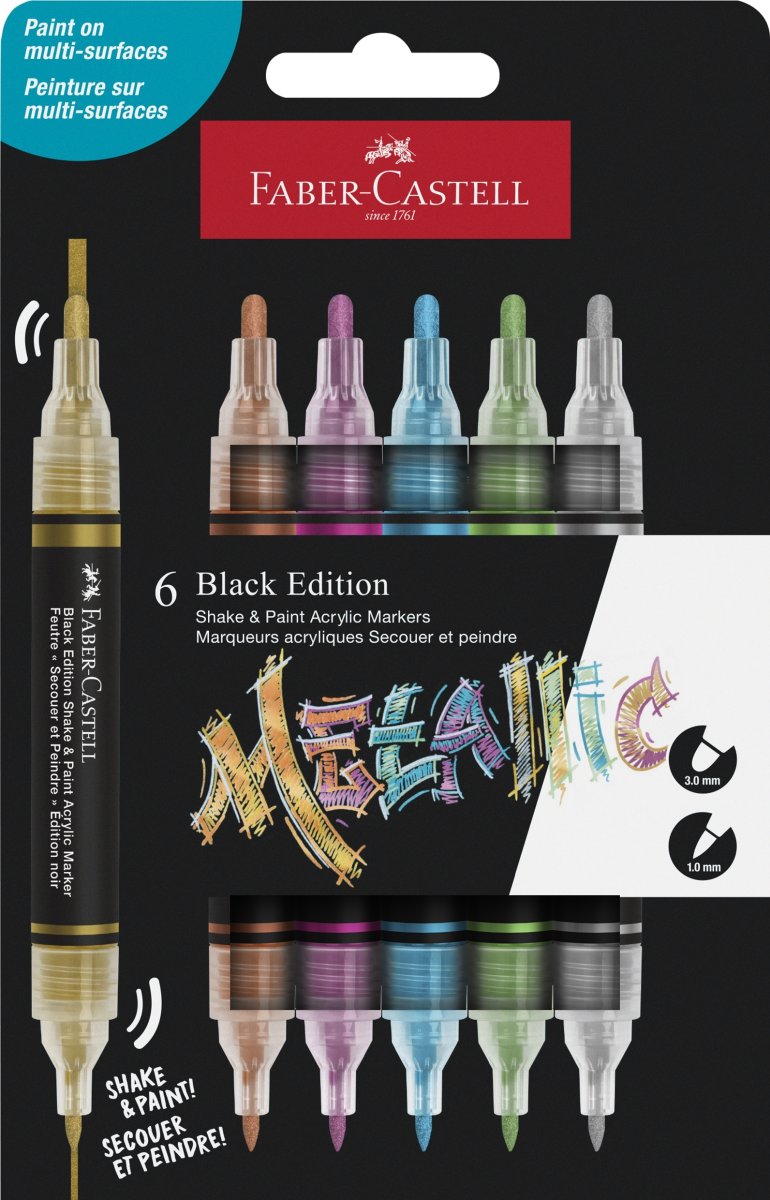 Faber-Castell Akrylmarker | Metallisk | 6 färger