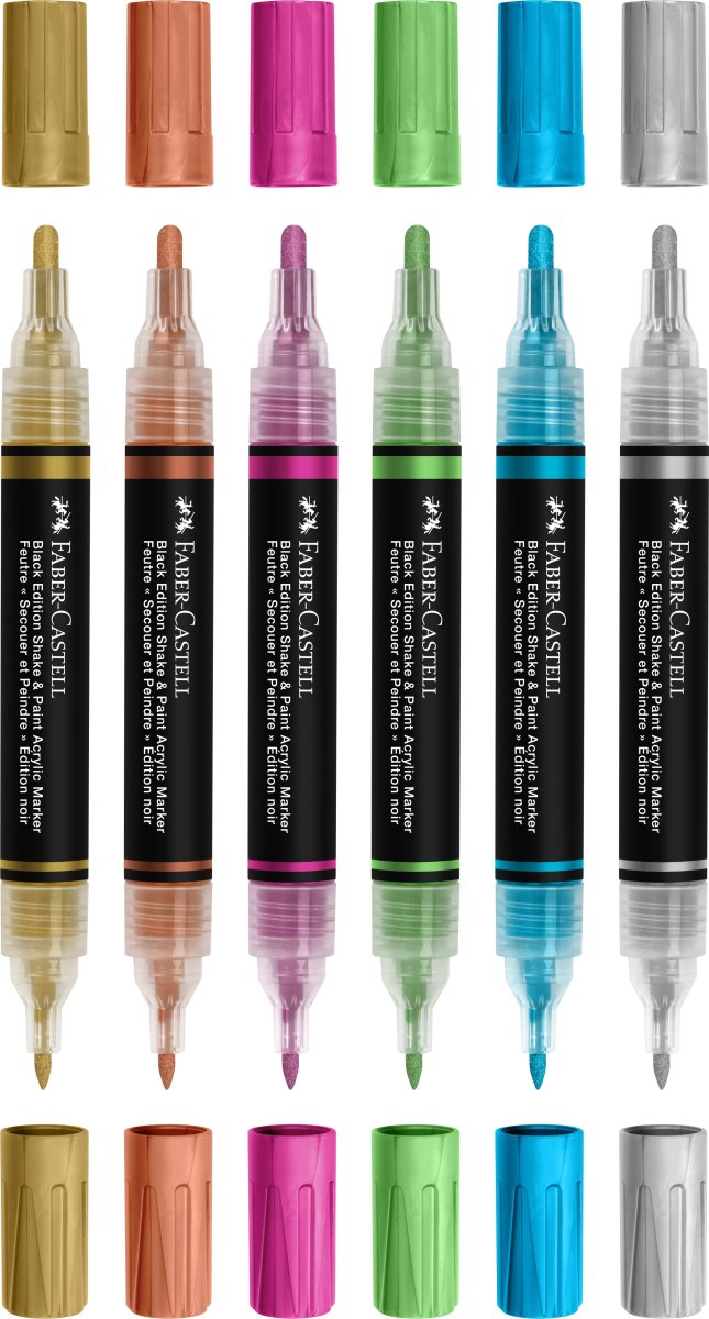 Faber-Castell Akrylmarker | Metallisk | 6 färger