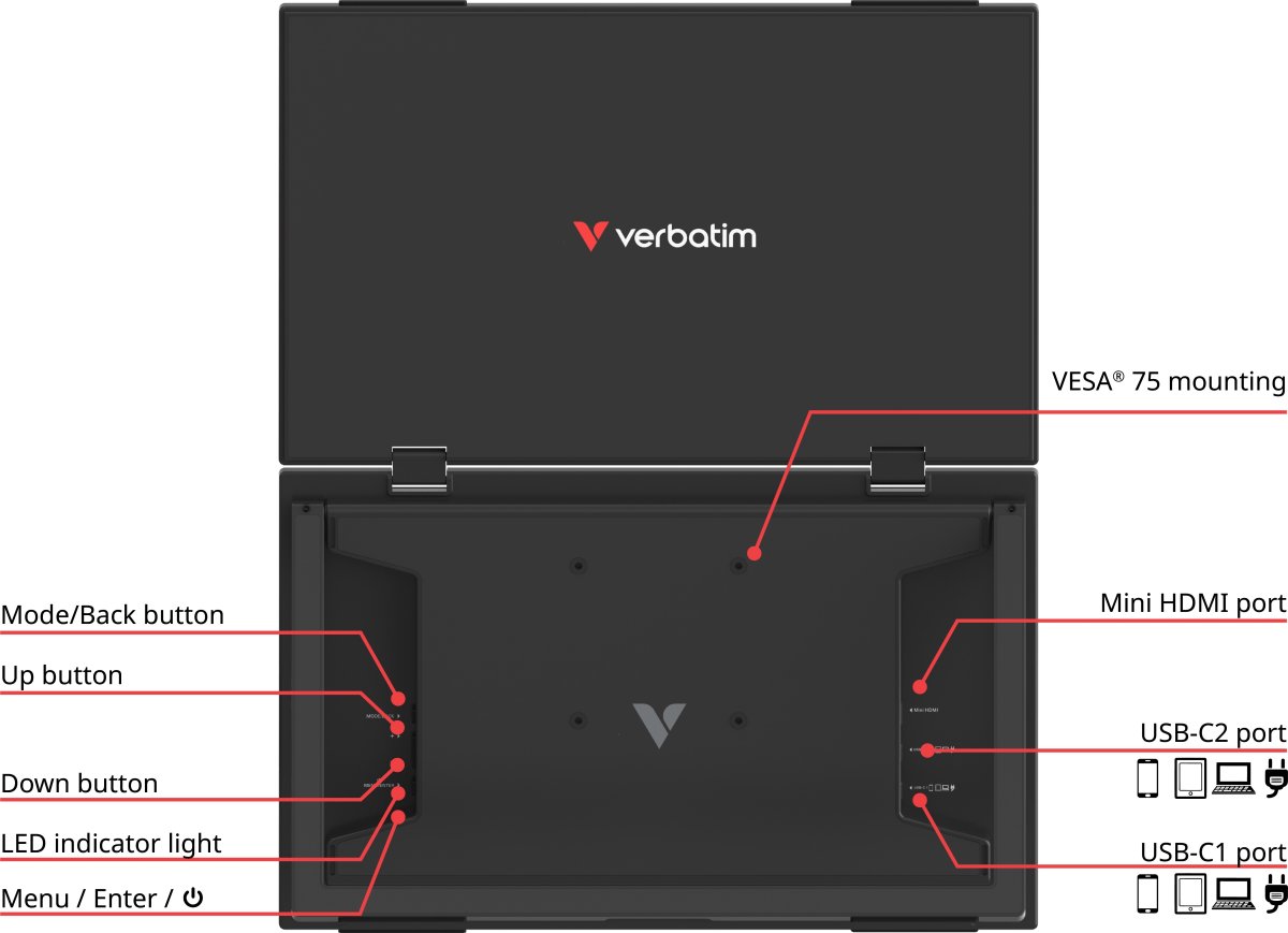 Verbatim 15,6'' Dual Bärbar Touchskärm