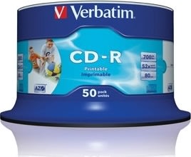 Verbatim CD-R Wide Print. 52X No ID spindel 50-pk