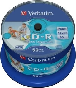 Verbatim CD-R Wide Print. 52X No ID spindel 50-pk
