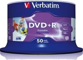 Verbatim DVD+R 16X Wide Inkjet printable No ID(50)
