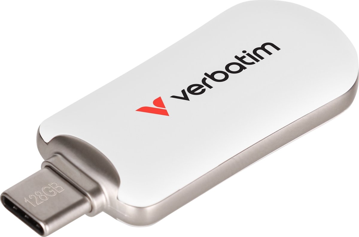 VERBATIM Plectra USB-C Flash Drive, Vit - 128GB