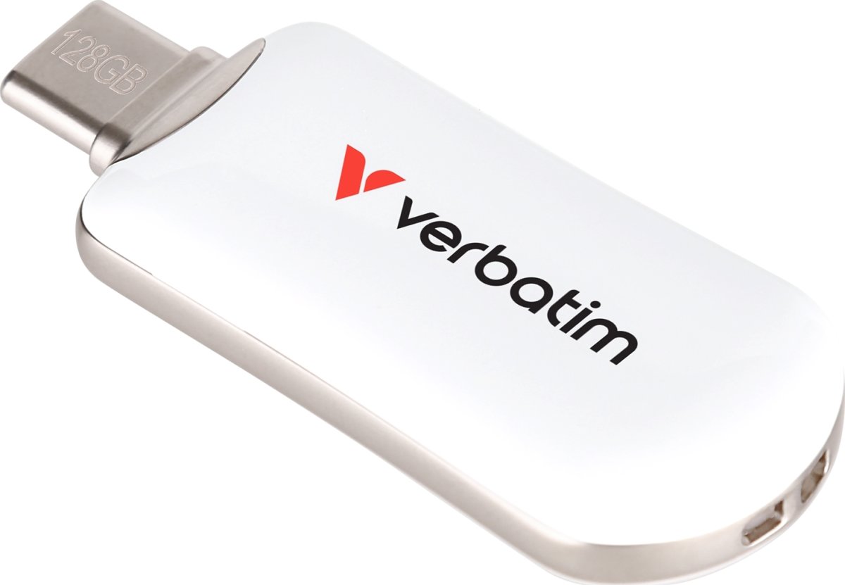 VERBATIM Plectra USB-C Flash Drive, Vit - 128GB