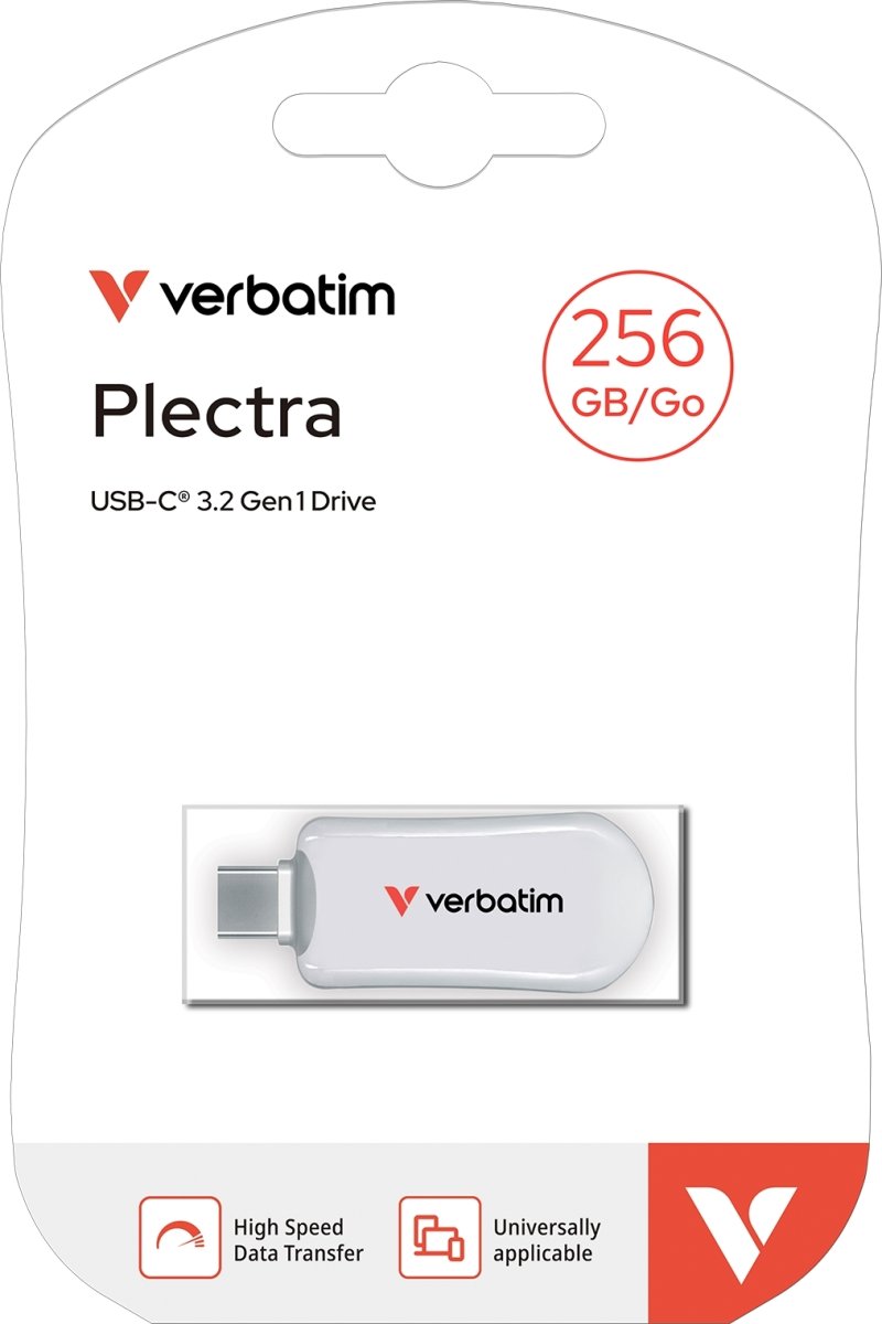 VERBATIM Plectra USB-C Flash Drive, Vit - 256GB