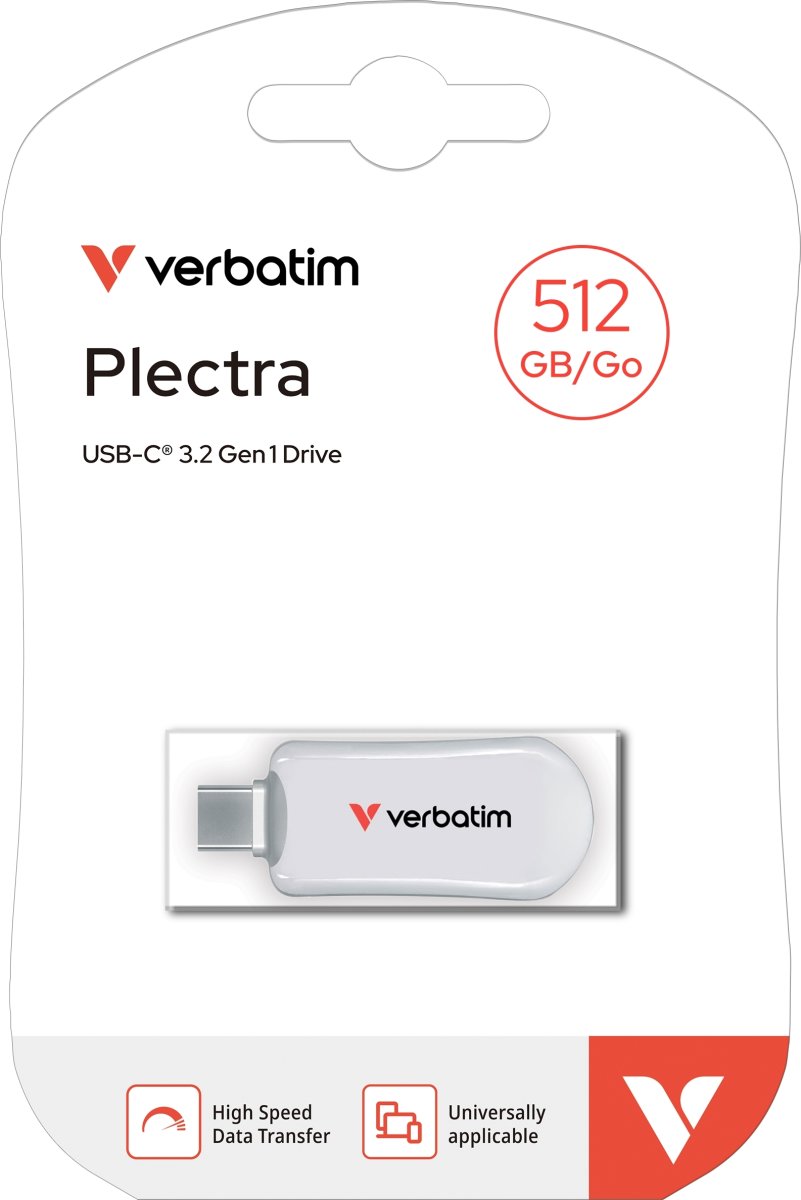 VERBATIM Plectra USB-C Flash Drive, Vit - 512GB