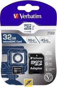 Verbatim Micro SDHC Kort PRO, 32GB, U3, Adapter
