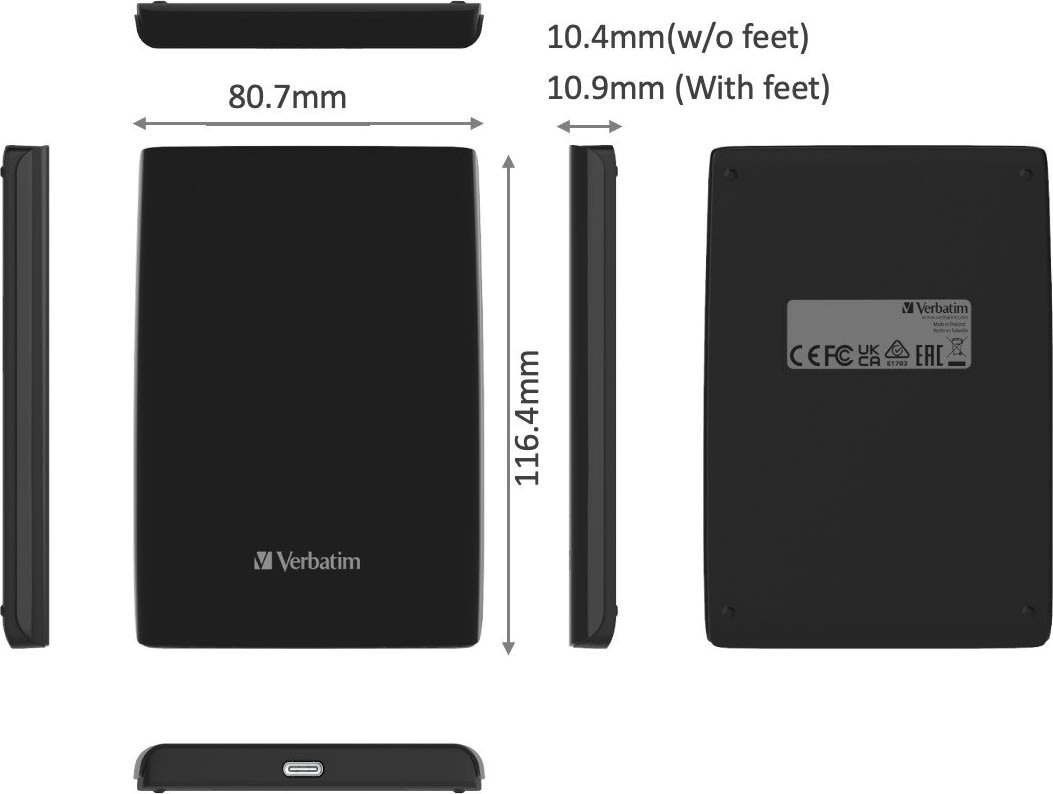 Verbatim Store ´n´ Go SSD USB 3.2, USB-C - Tunn