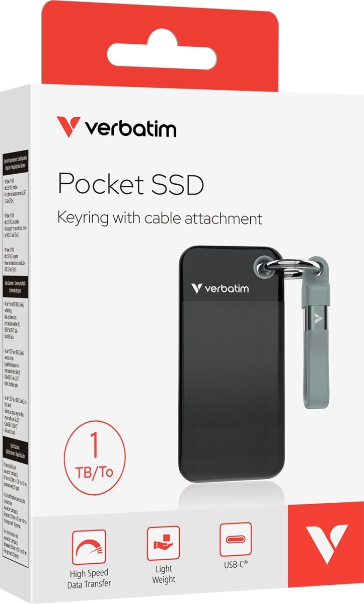 VERBATIM USB 3.2 Gen 2 1TB, SSD, Svart/Grå