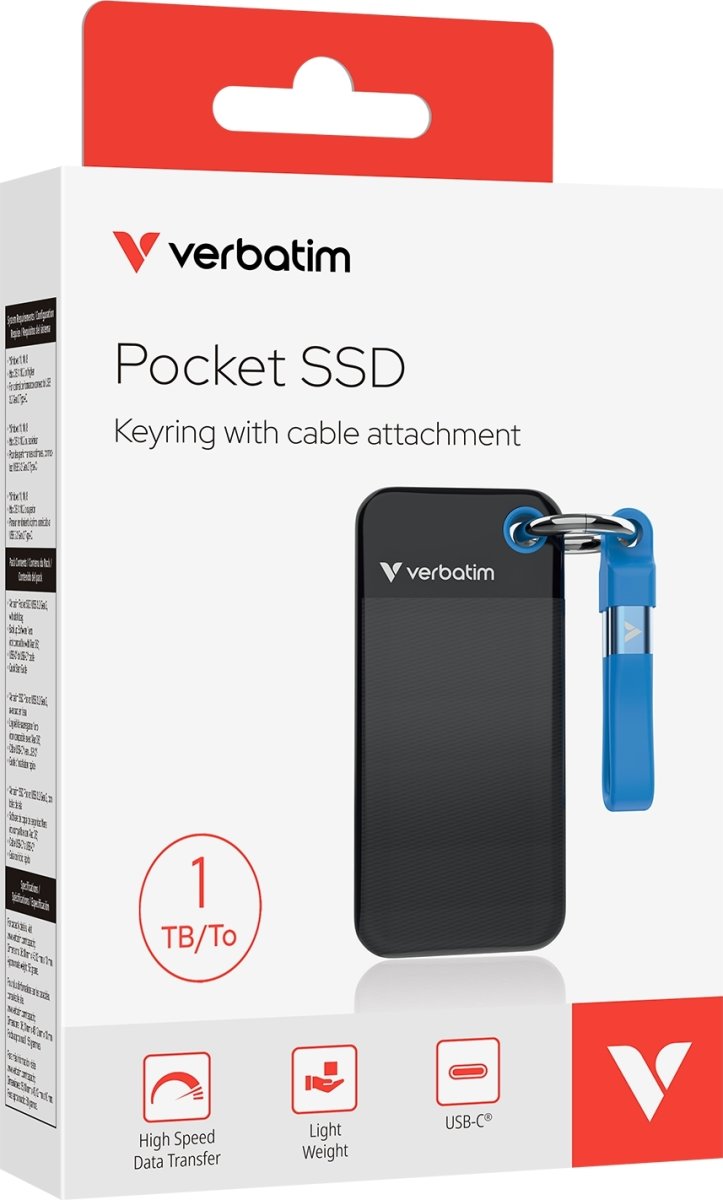 VERBATIM USB 3.2 Gen 2 1TB, SSD, Svart/Blå