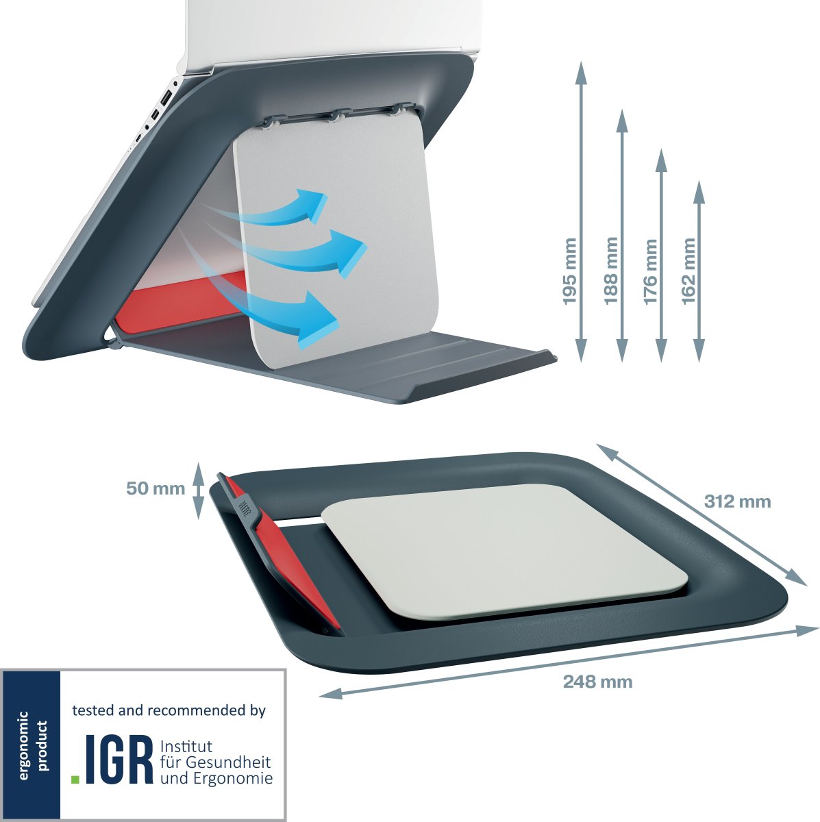 Leitz Cosy 17" laptopstativ, grå