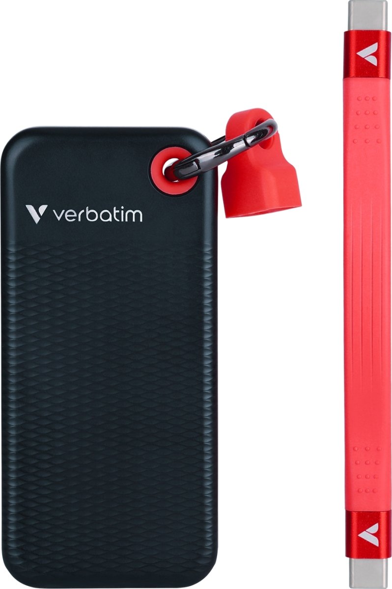 VERBATIM USB 3.2 Gen 2 1TB, SSD, Svart/Röd