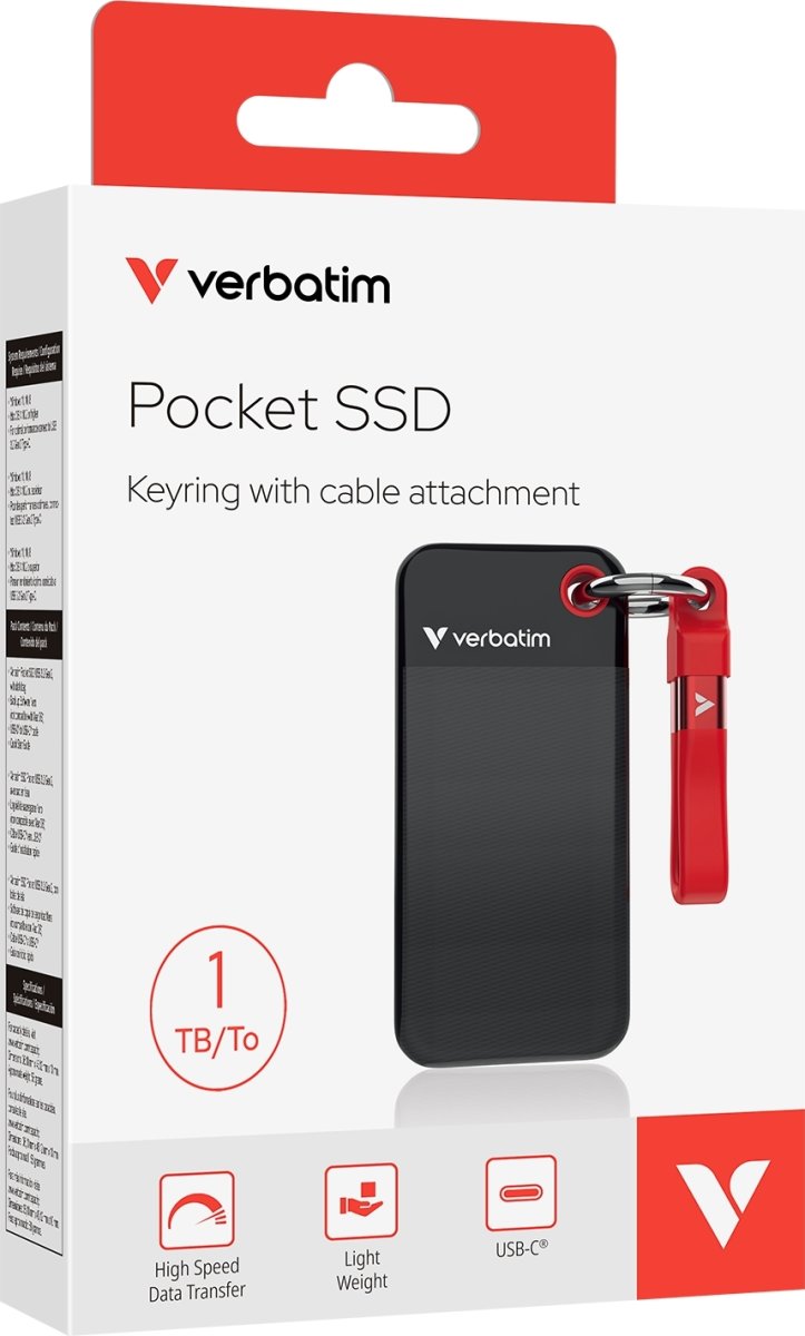 VERBATIM USB 3.2 Gen 2 1TB, SSD, Svart/Röd