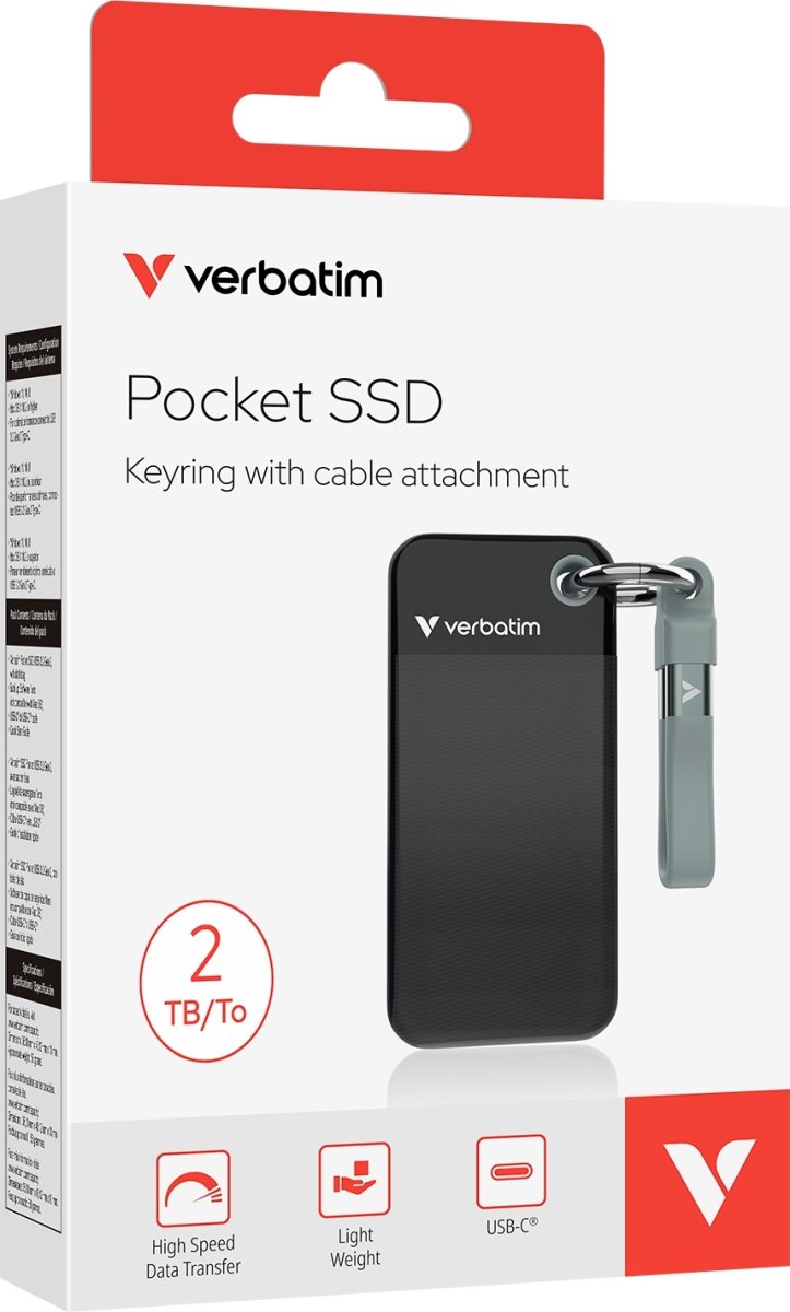 VERBATIM USB 3.2 Gen 2 2TB, SSD, Svart/Grå