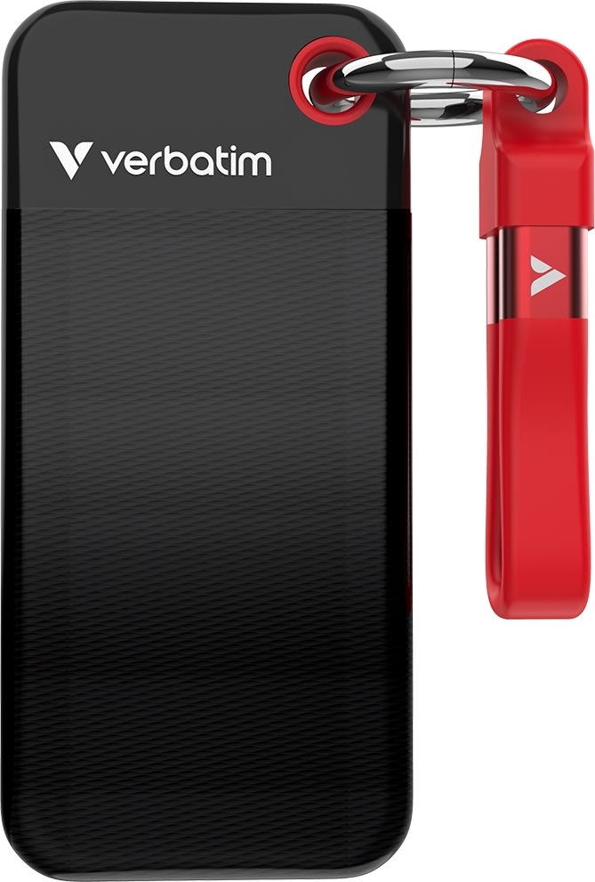 VERBATIM USB 3.2 Gen 2 2TB, SSD, Svart/Röd