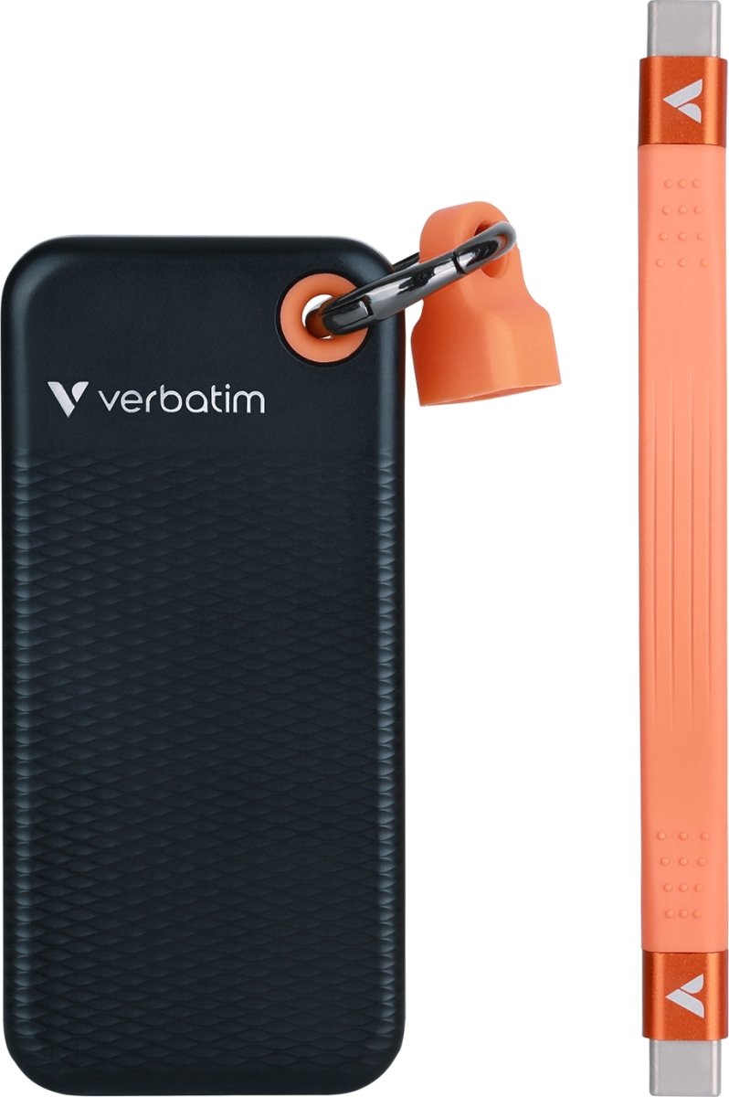 VERBATIM USB 3.2 Gen 2 2TB, SSD, Svart/Orange