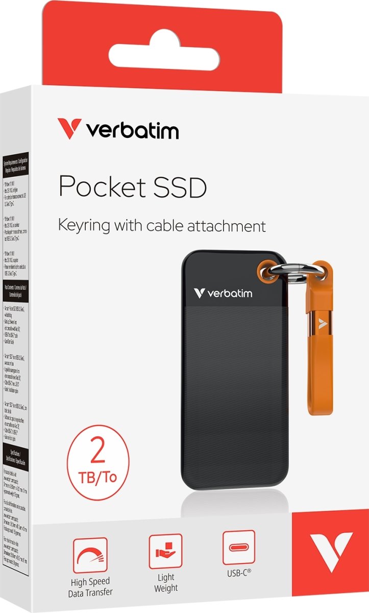 VERBATIM USB 3.2 Gen 2 2TB, SSD, Svart/Orange