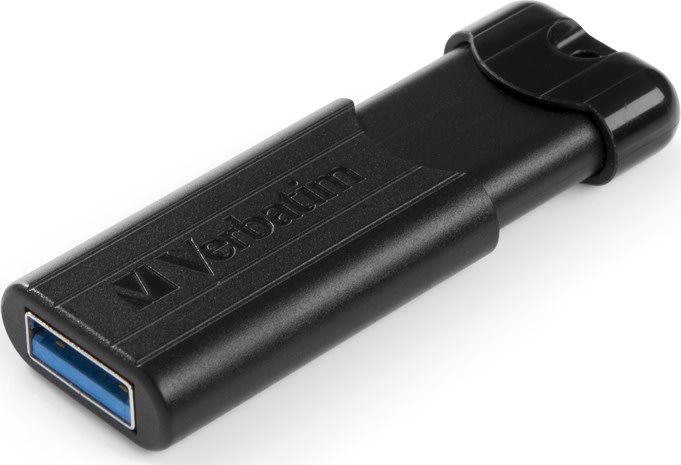 Verbatim USB 3.2, PinStripe 64GB, Svart
