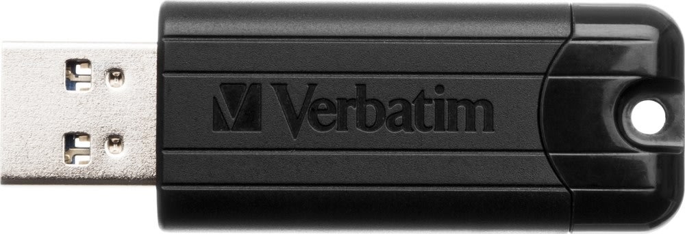 Verbatim USB 3.2, PinStripe 64GB, Svart
