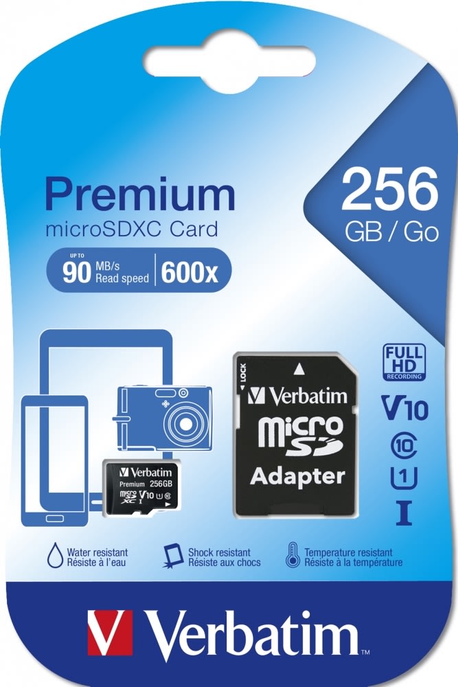 Verbatim Minneskort, Micro SDXC Premium 256GB