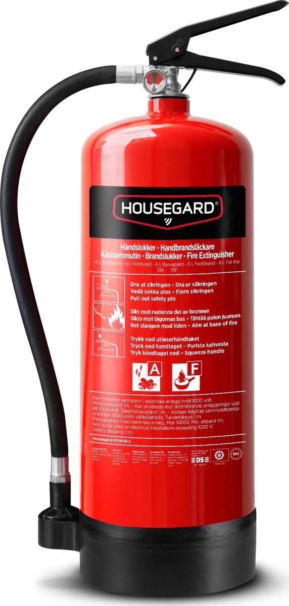 Housegard fettbrandsläckare, 6L, FFE6HR-C, röd