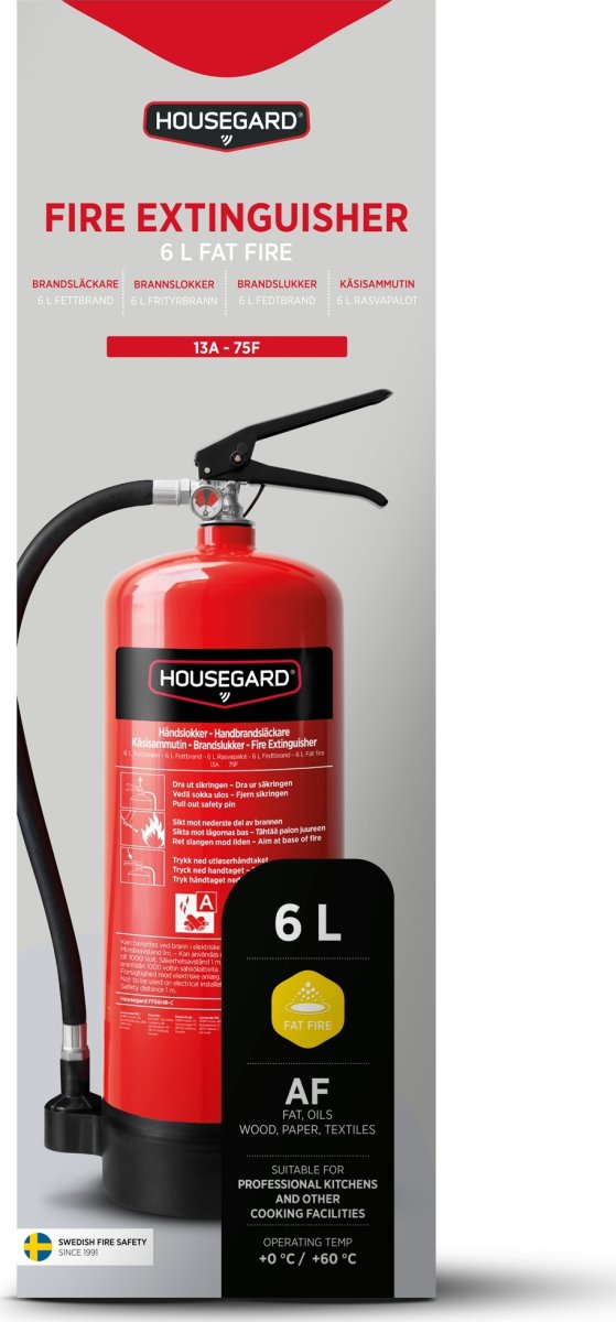 Housegard fettbrandsläckare, 6L, FFE6HR-C, röd