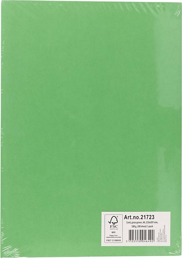 Kartong Play Cut, A4 ark, 180 g, 100 ark, gräsgrön