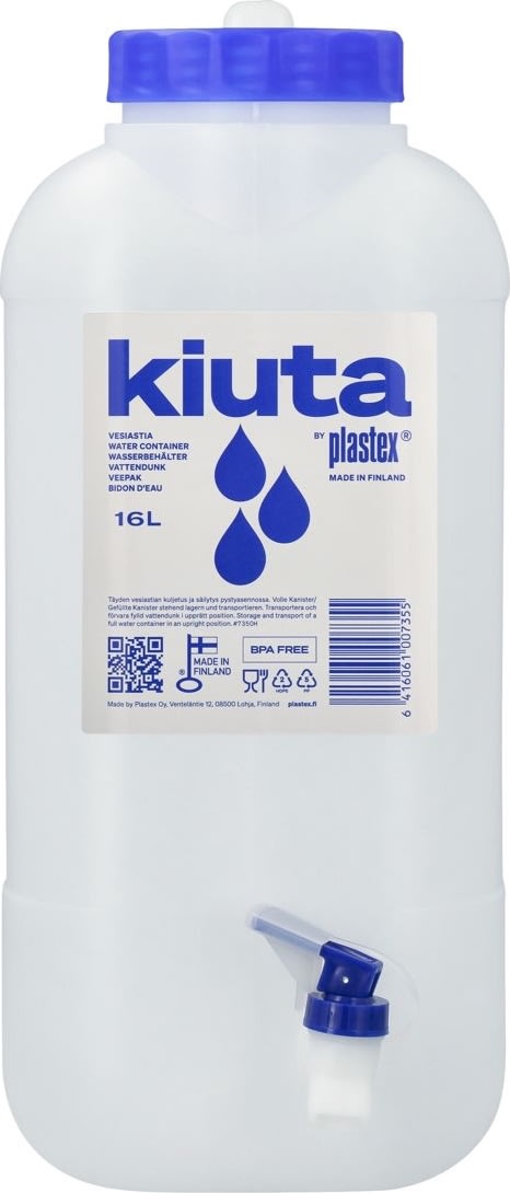 Plastex Vattenflaska 16L m/kran, livsmedelsgodkänd